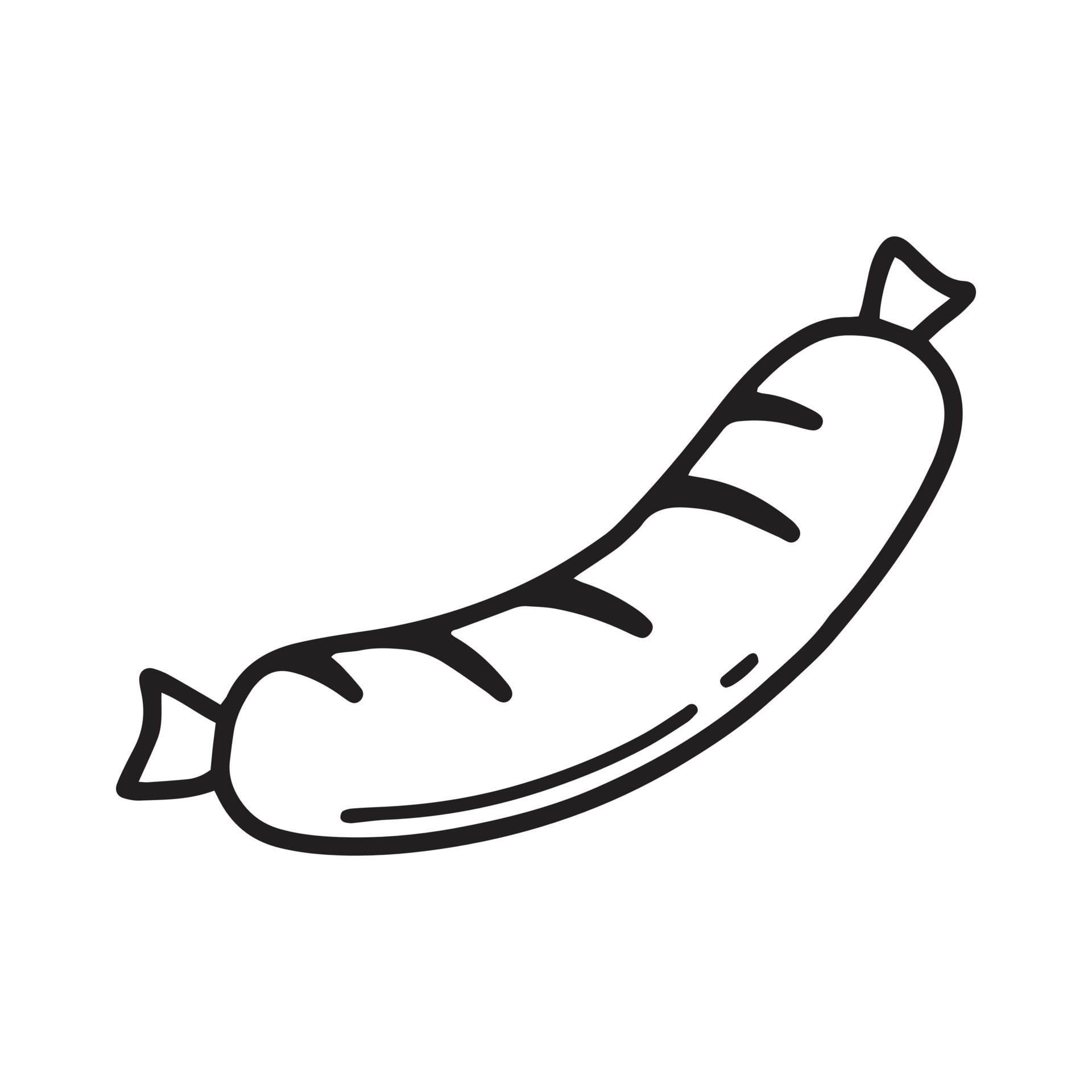 Bavarian sausage. Vector illustration. German snack. Sausage for beer