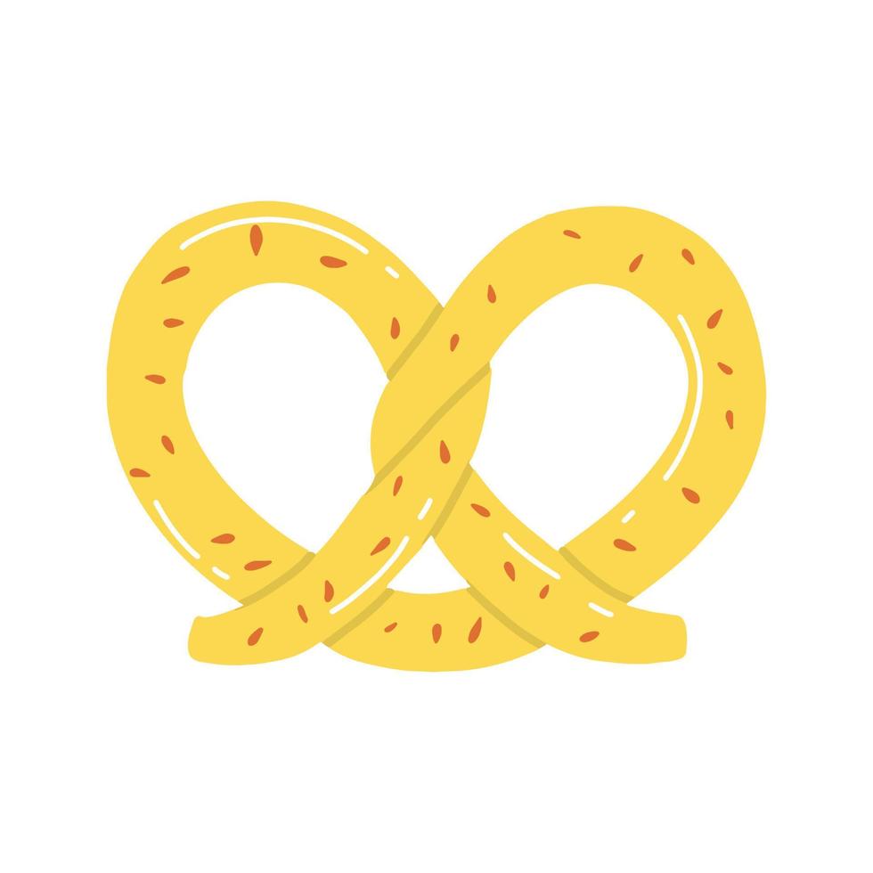 Pretzel illustration. Snack for beer. Bakery product. Vector illustration.