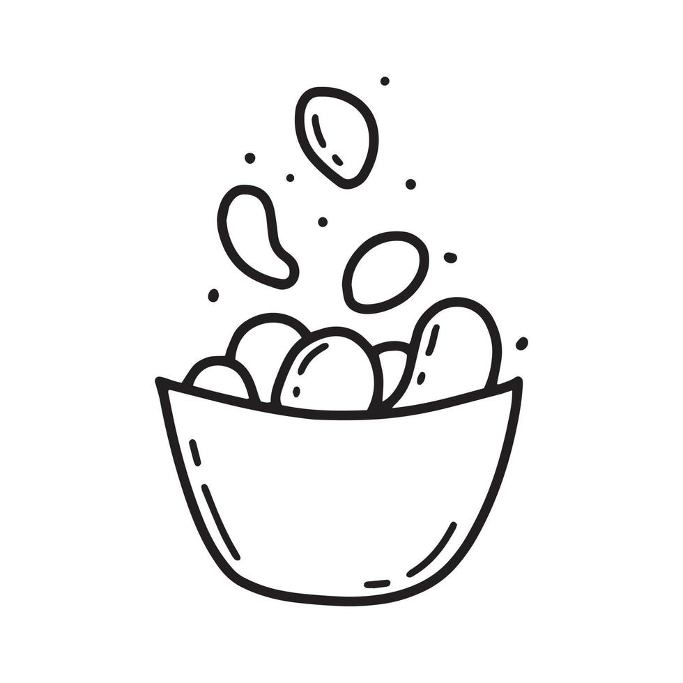 A bowl of chips. Appetizer with potatoes. Chips for beer. Vector illustration. Doodle style.