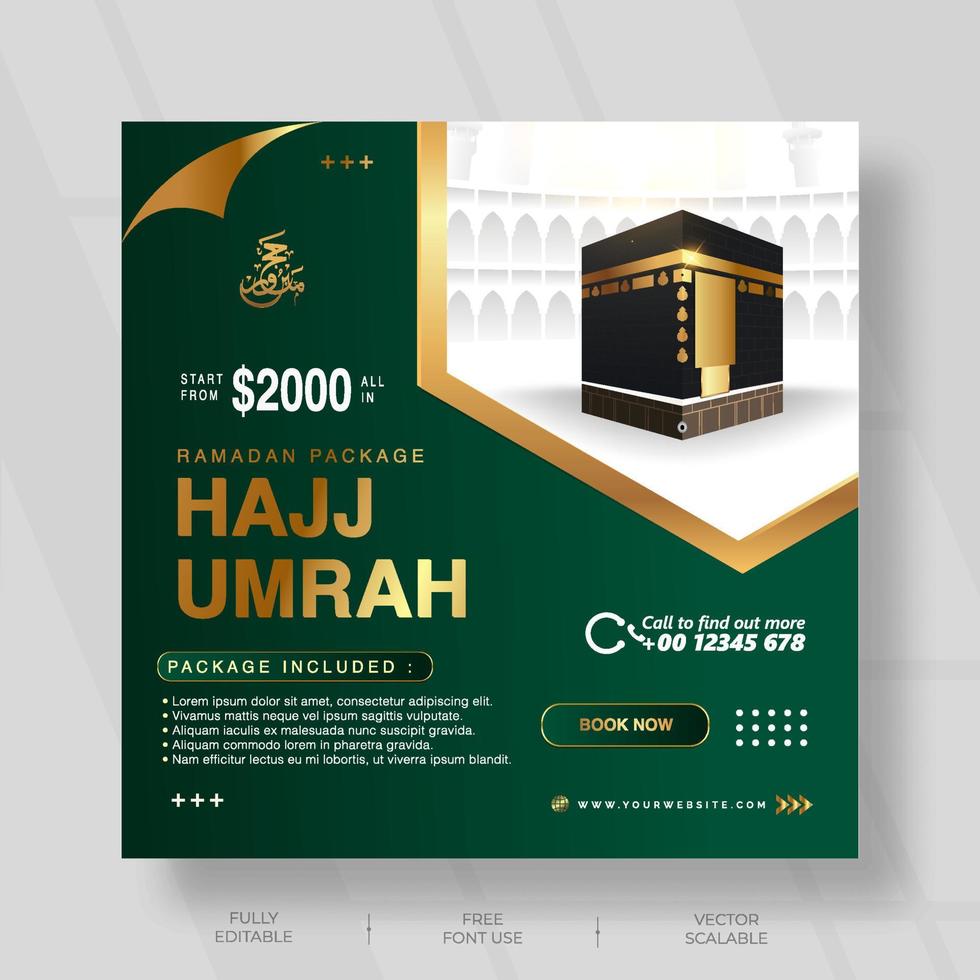 Luxury islamic social media post template design vector