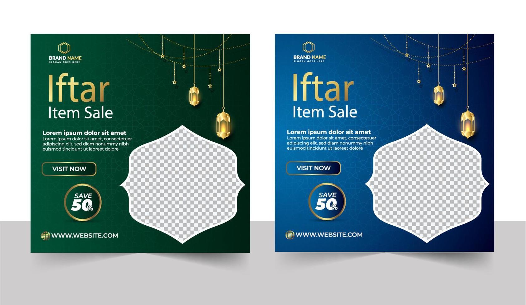 Ramadan sale social media post template vector