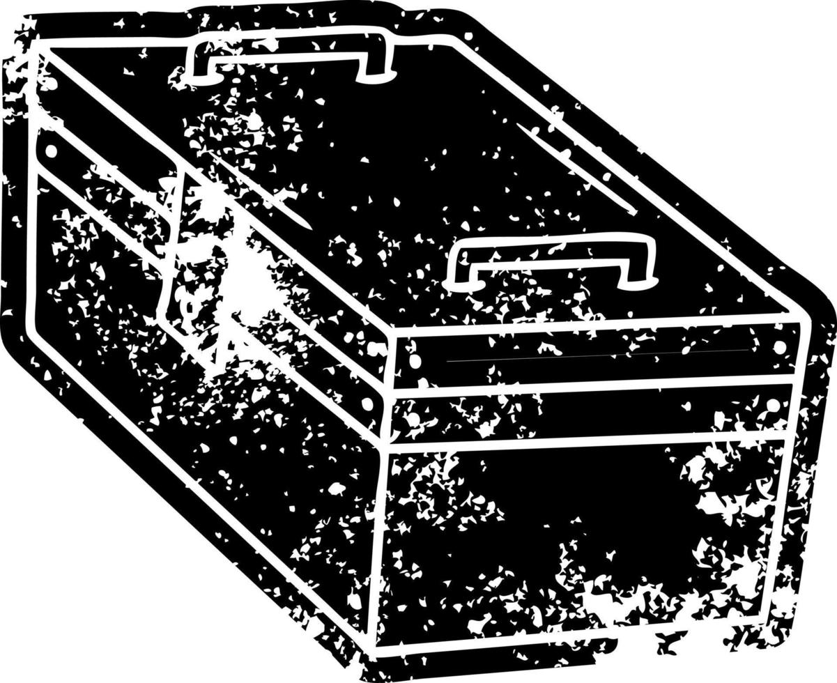grunge icon drawing of a metal tool box vector