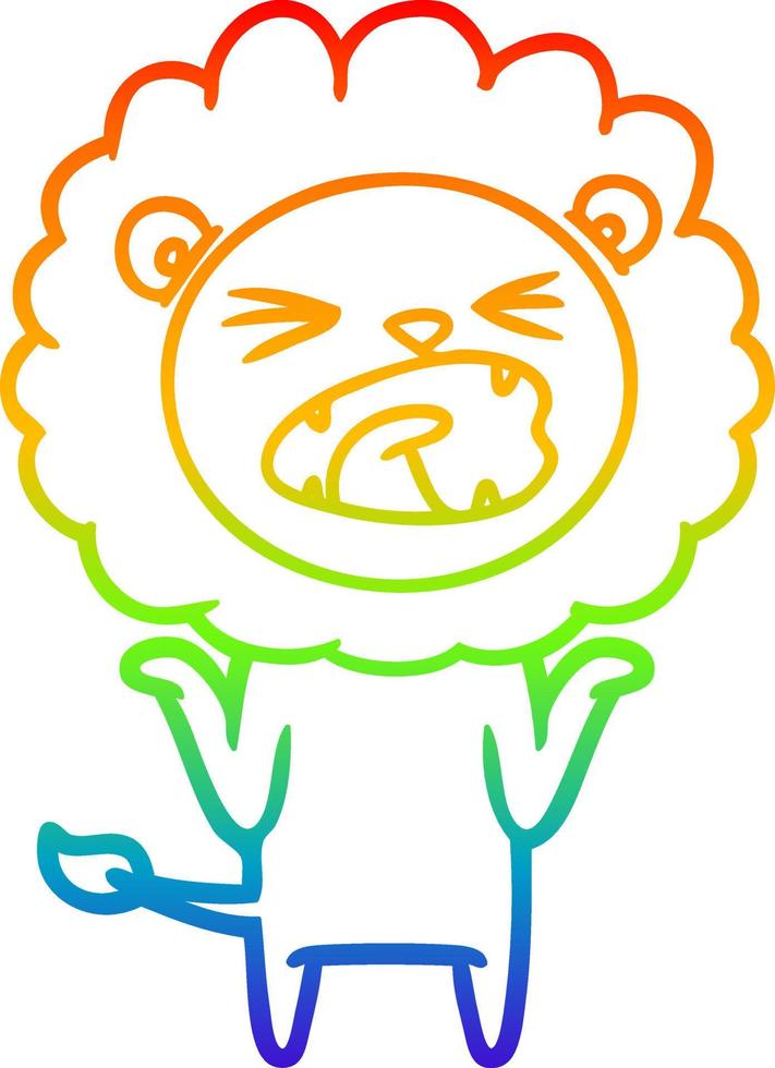 rainbow gradient line drawing cartoon lion vector