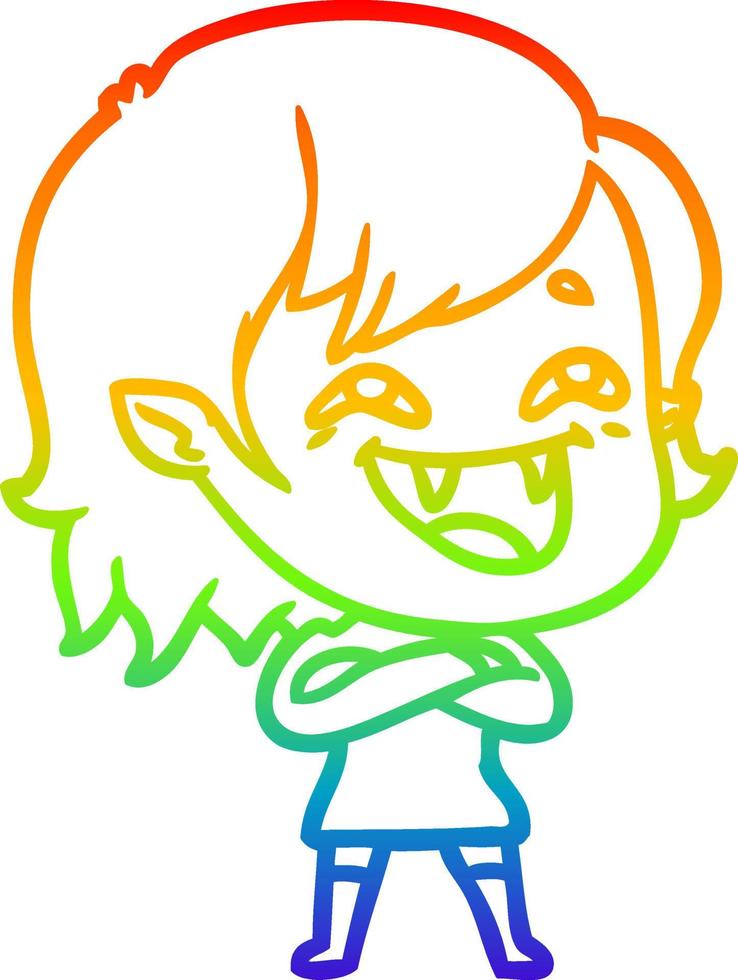 arco iris gradiente línea dibujo dibujos animados riendo vampiro niña vector