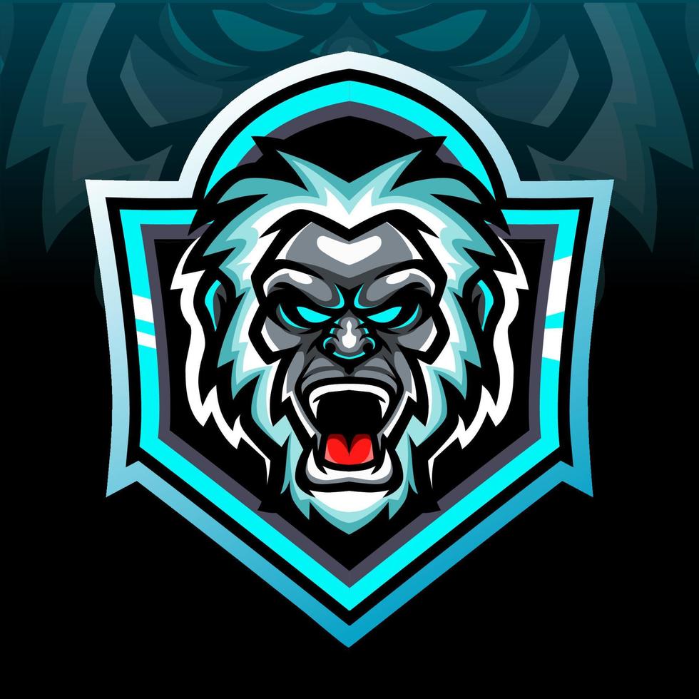 Yeti head mascot. esport logo design vector