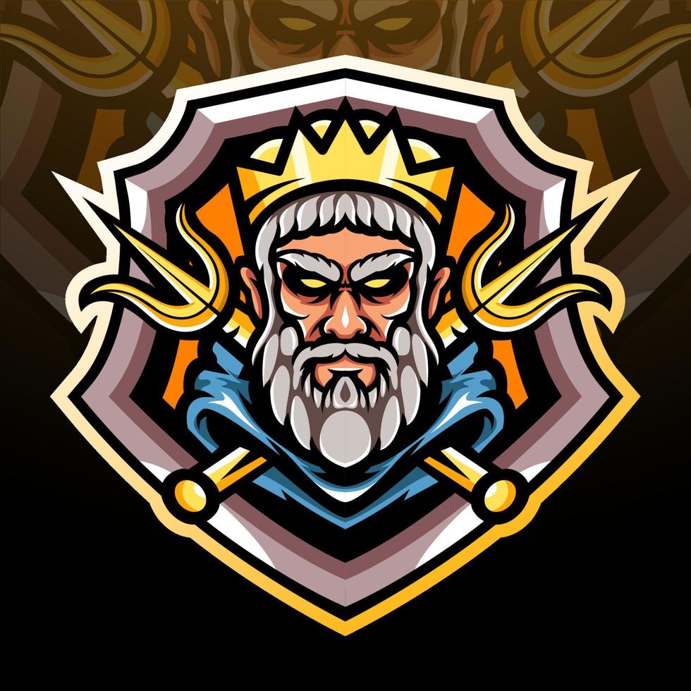 poseidon mascot. esport logo design vector