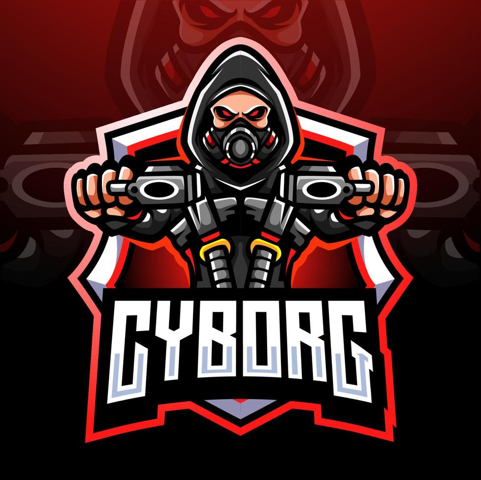 Cyborg mascot. esport logo design vector