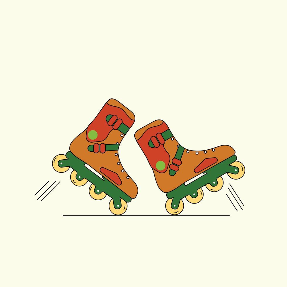 Colorful line skate, inline roller skates vector