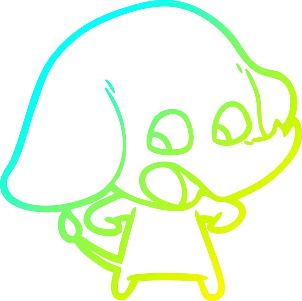 cold gradient line drawing cute cartoon elephant vector