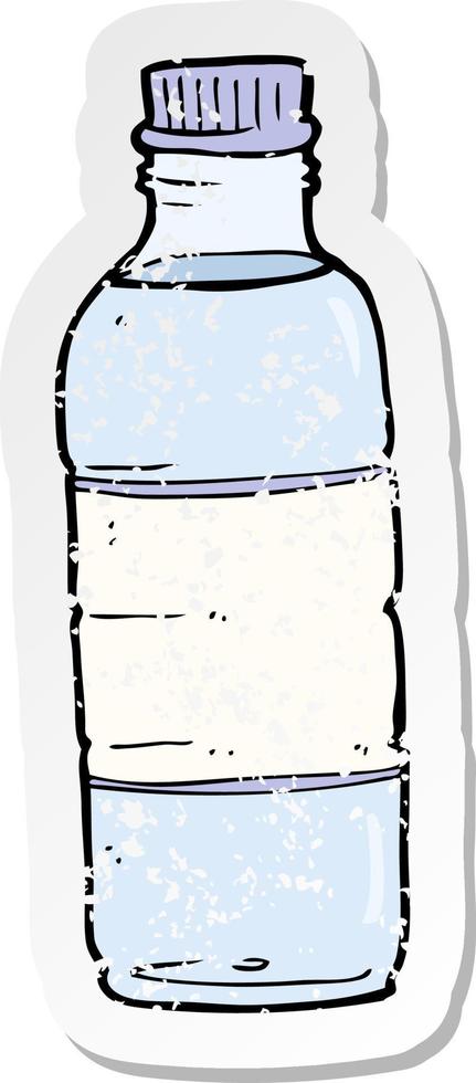 retro distressed sticker of a cartoon water bottle vector