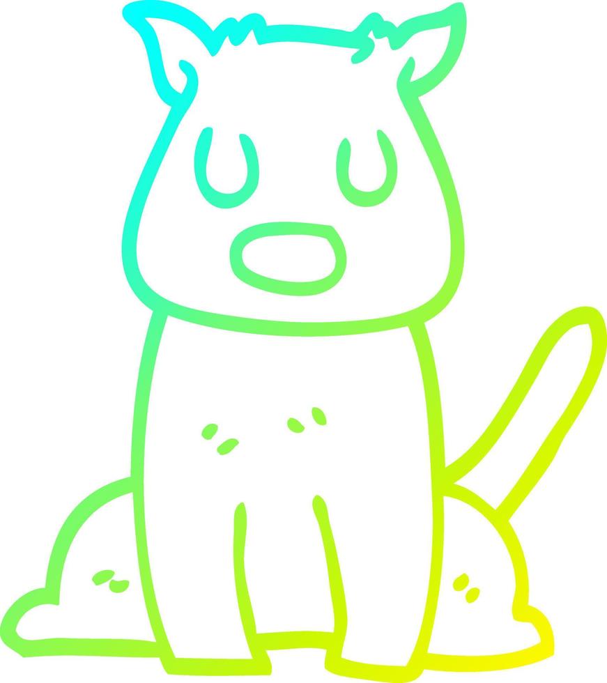 cold gradient line drawing cartoon calm dog vector