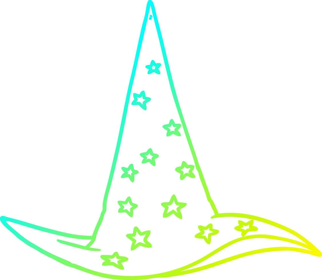 cold gradient line drawing cartoon wizard hat vector