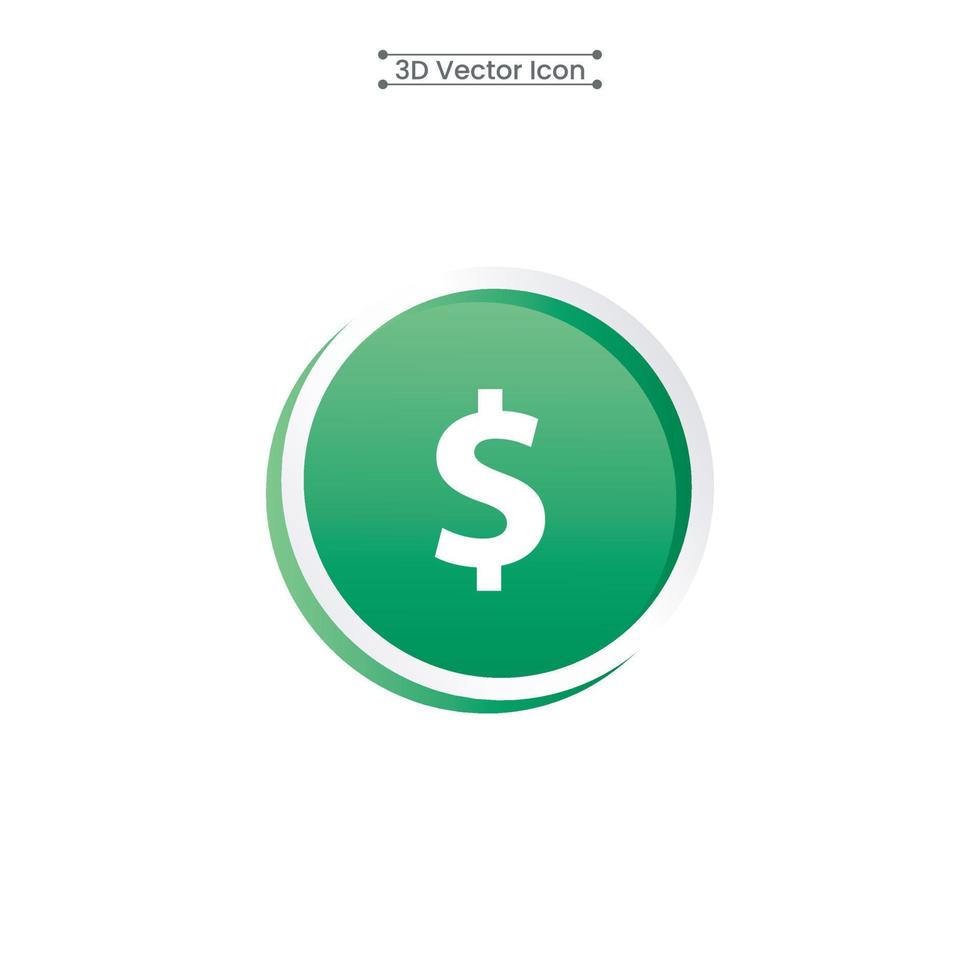 3D Dollar Icon Vector Illustration