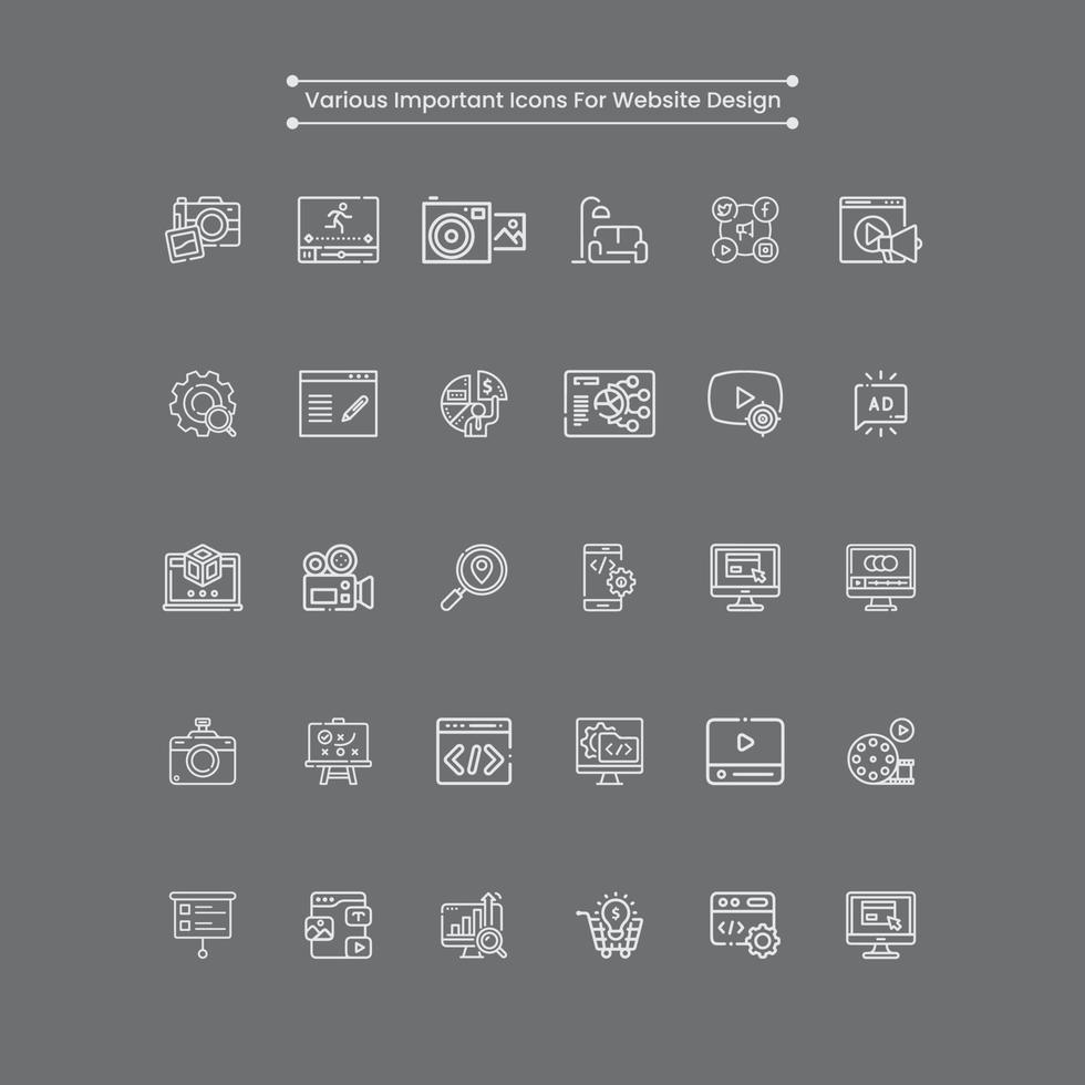 varios iconos para la ilustración de vector de diseño de interfaz de usuario