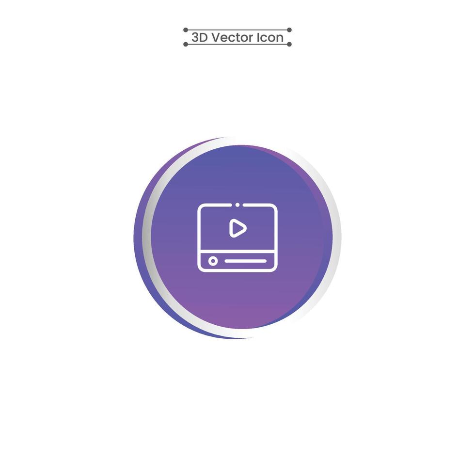 3D Intro Video Icon Vector Illustration