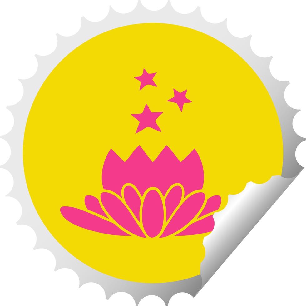 circular peeling sticker cartoon flower vector