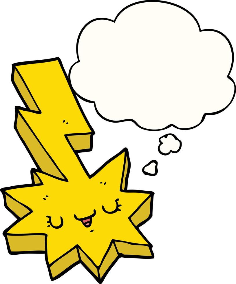 cartoon lightning strike and thought bubble vector