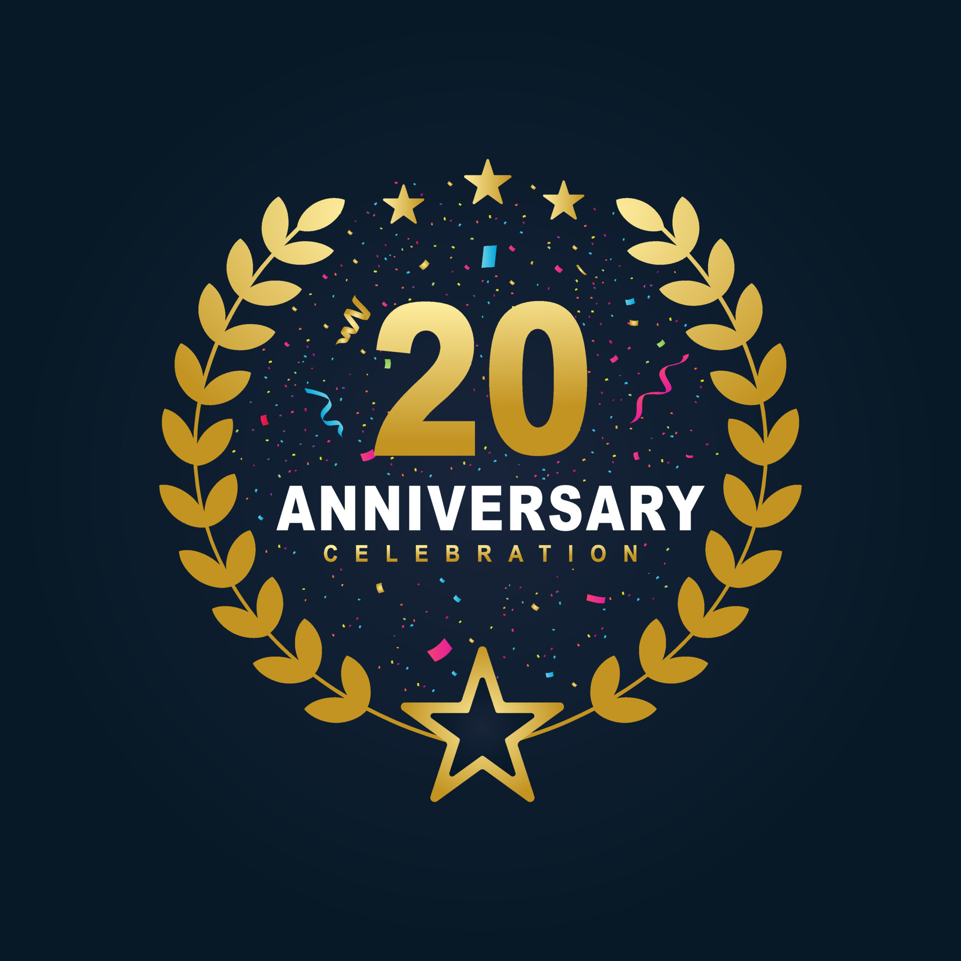 20 Anniversary Celebration Design Luxurious Golden Color 20 Years 20 Anniversary Celebration Design Luxurious Golden Color 20 Years