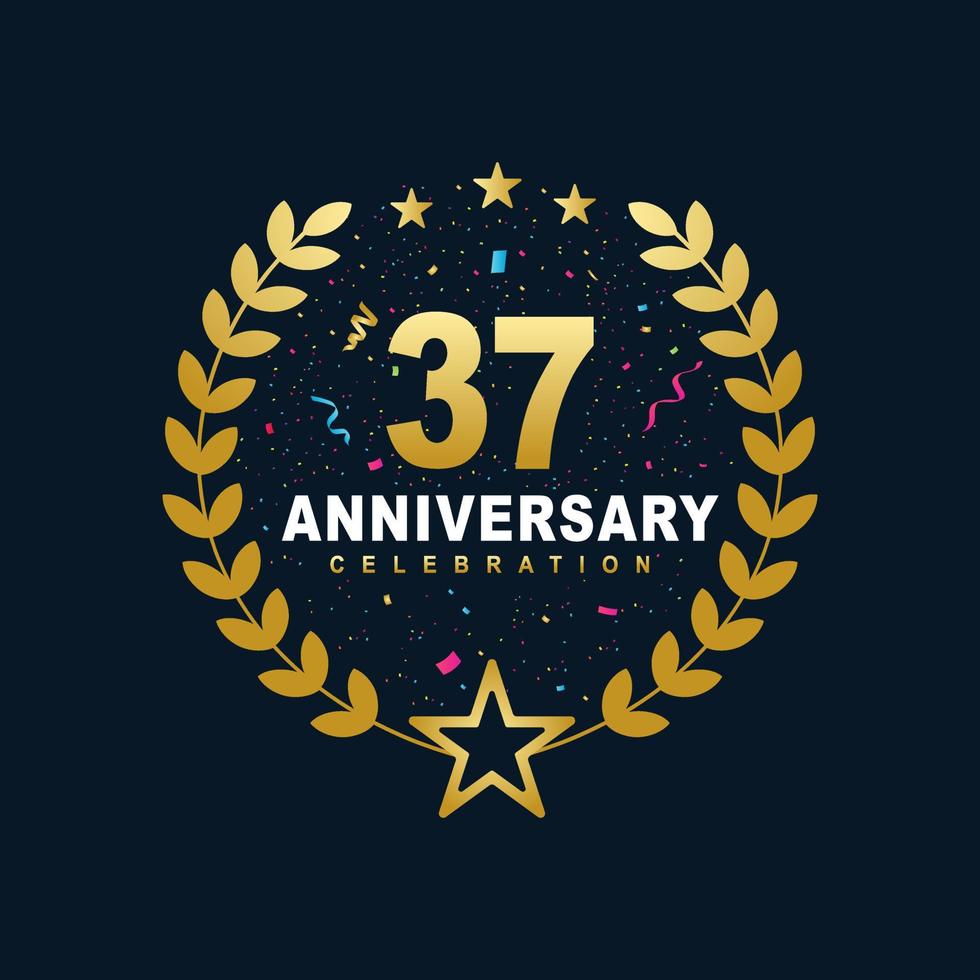 37 Anniversary celebration design, luxurious golden color 37 years Anniversary design. vector