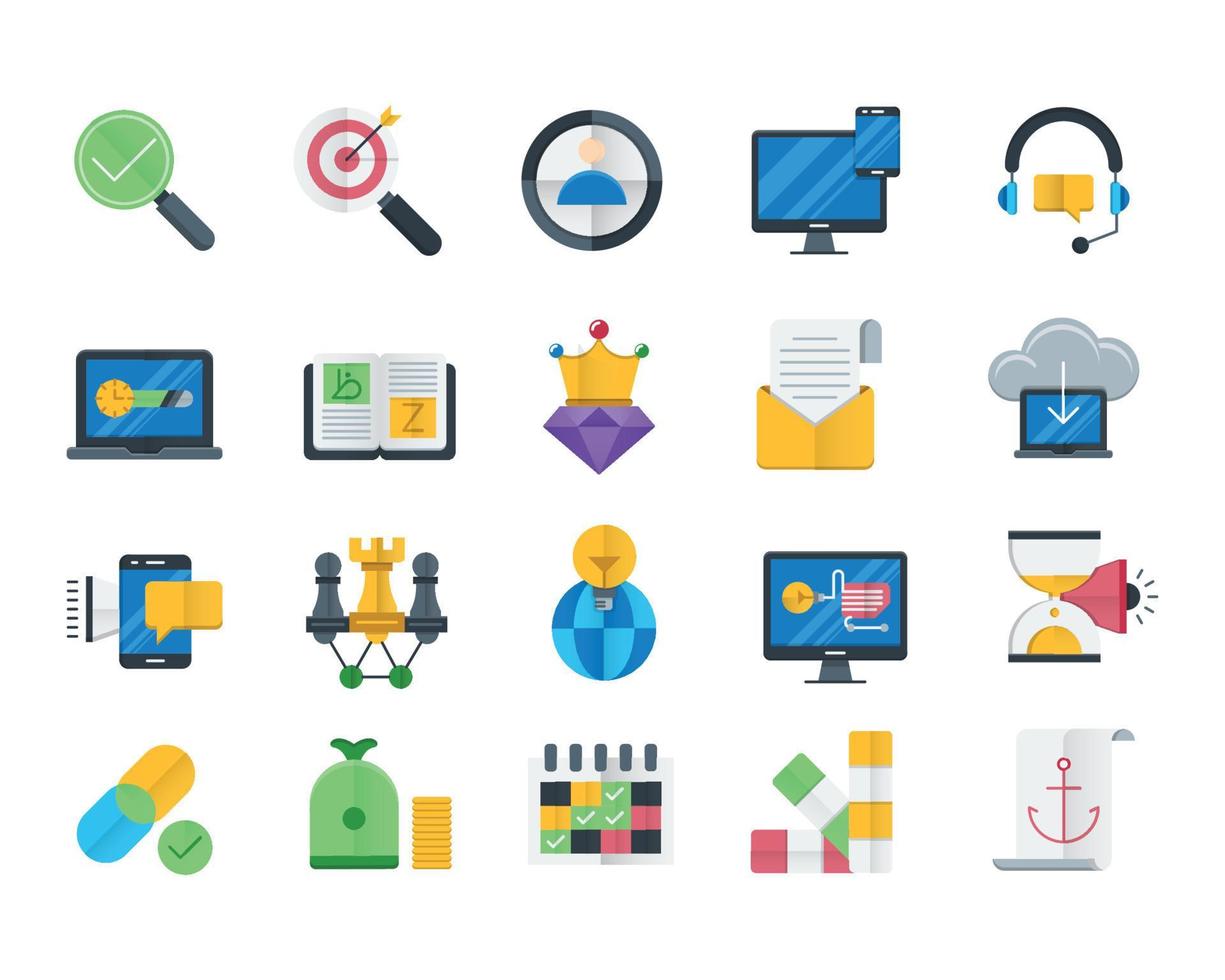 conjunto de iconos de iconos de optimización de motores de búsqueda, paquete de pictogramas de línea mono simple, concepto de logotipo vectorial, gráfico web. iconos vectoriales vector