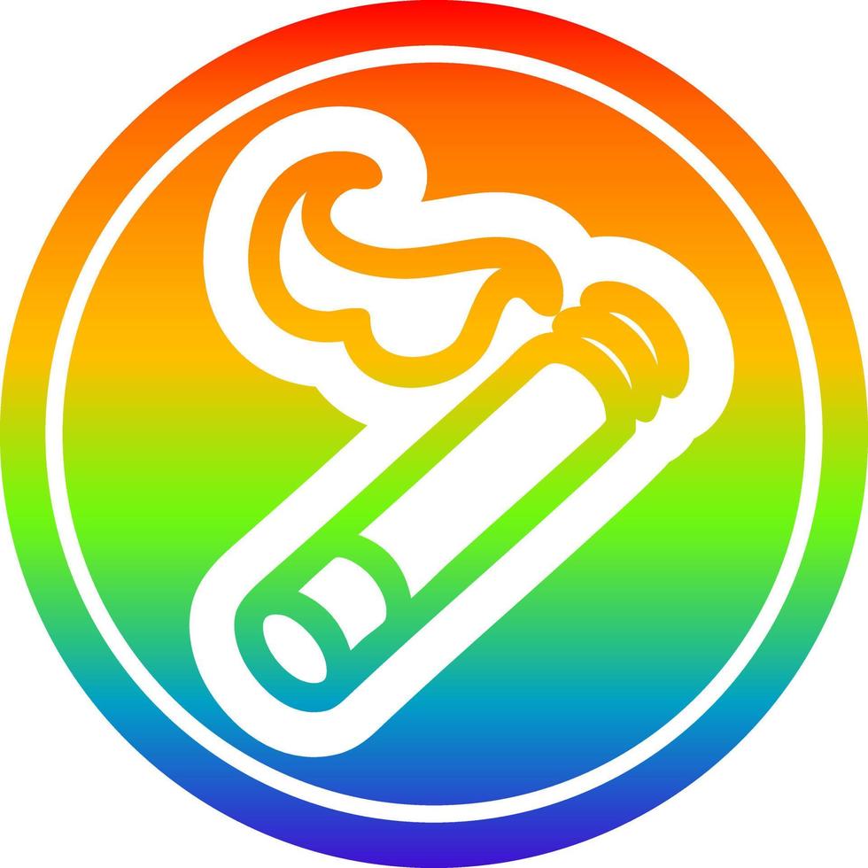 cigarrillo encendido circular en el espectro del arco iris vector