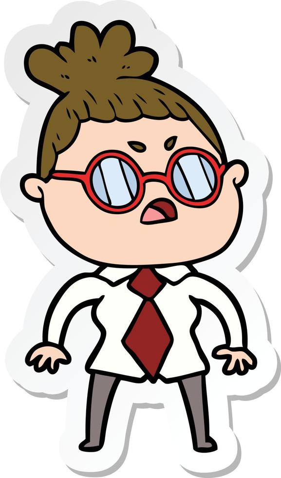 sticker of a cartoon annoyed woman vector