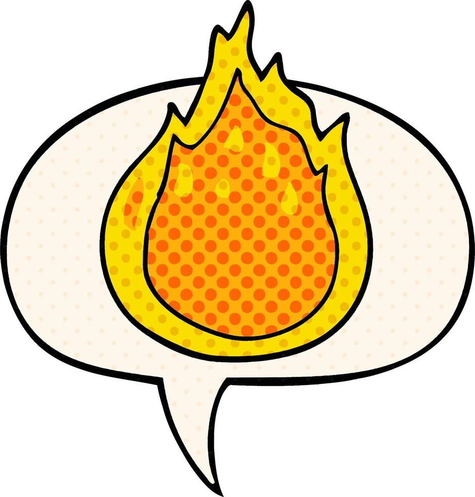 caricatura, fuego, y, discurso, burbuja, en, cómico, estilo vector