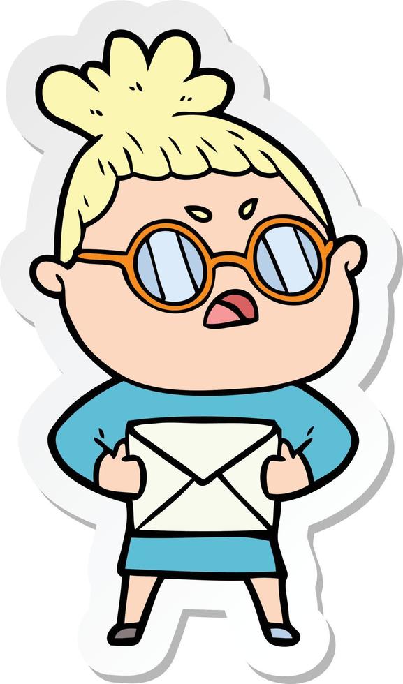 sticker of a cartoon annoyed woman vector