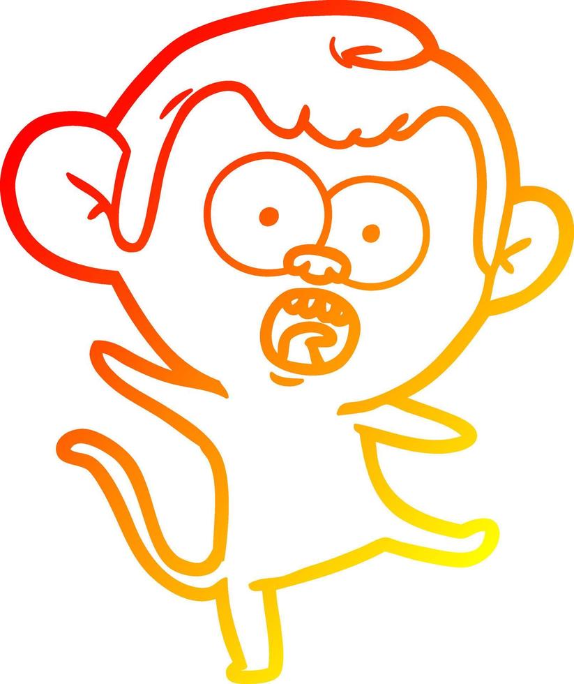 warm gradient line drawing cartoon shocked monkey vector