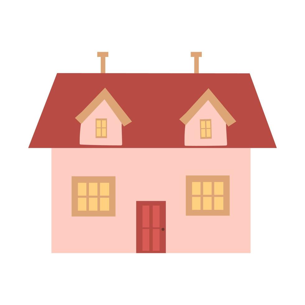 Vector illustration of cute country house in boho style and color