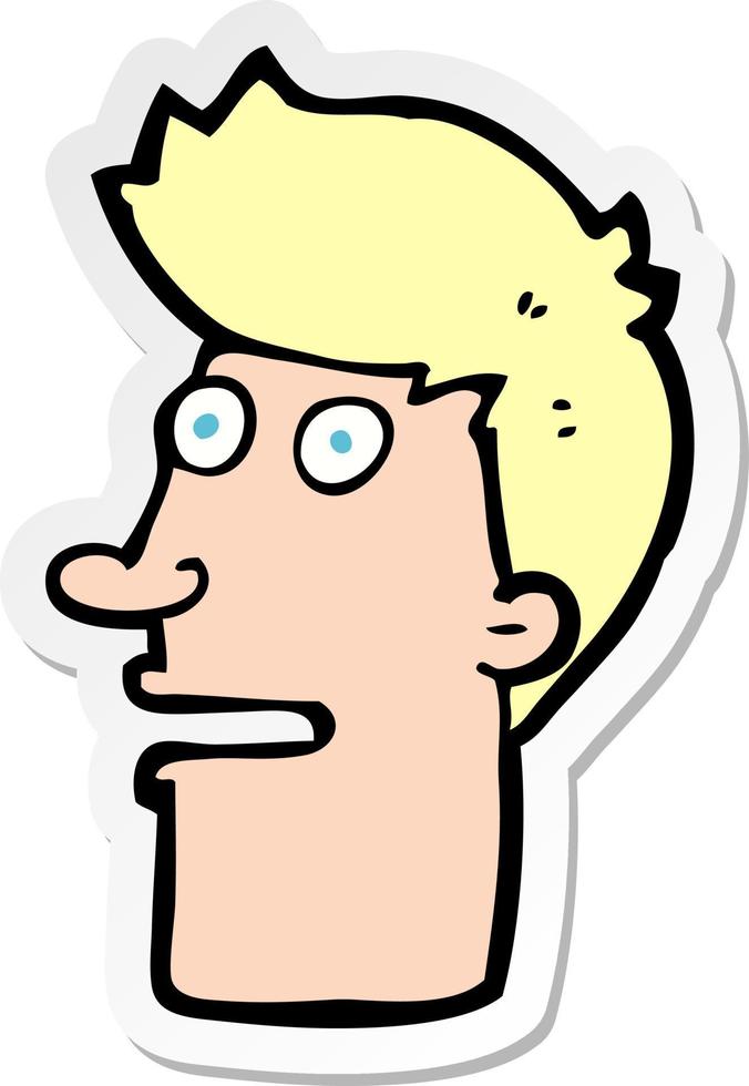 sticker of a cartoon shocked male face vector