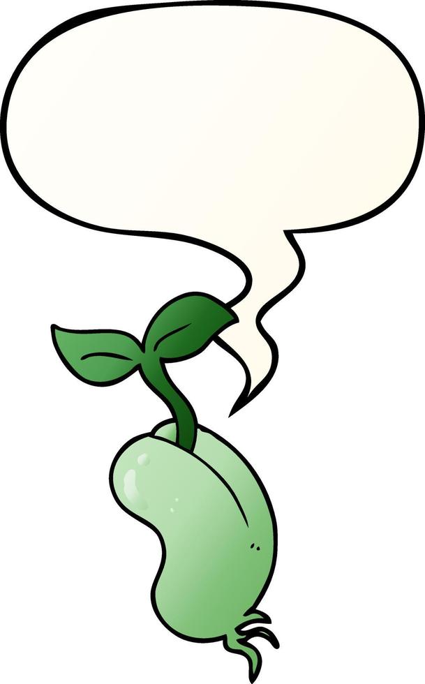 cartoon sprouting seed and speech bubble in smooth gradient style vector