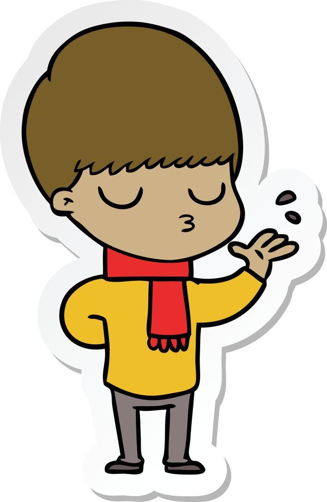 sticker of a cartoon calm boy vector