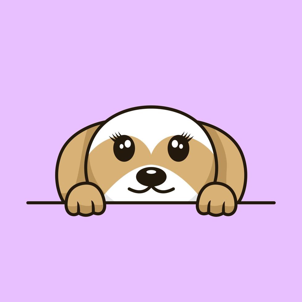 ilustración vectorial premium de lindo perro mirando a escondidas vector