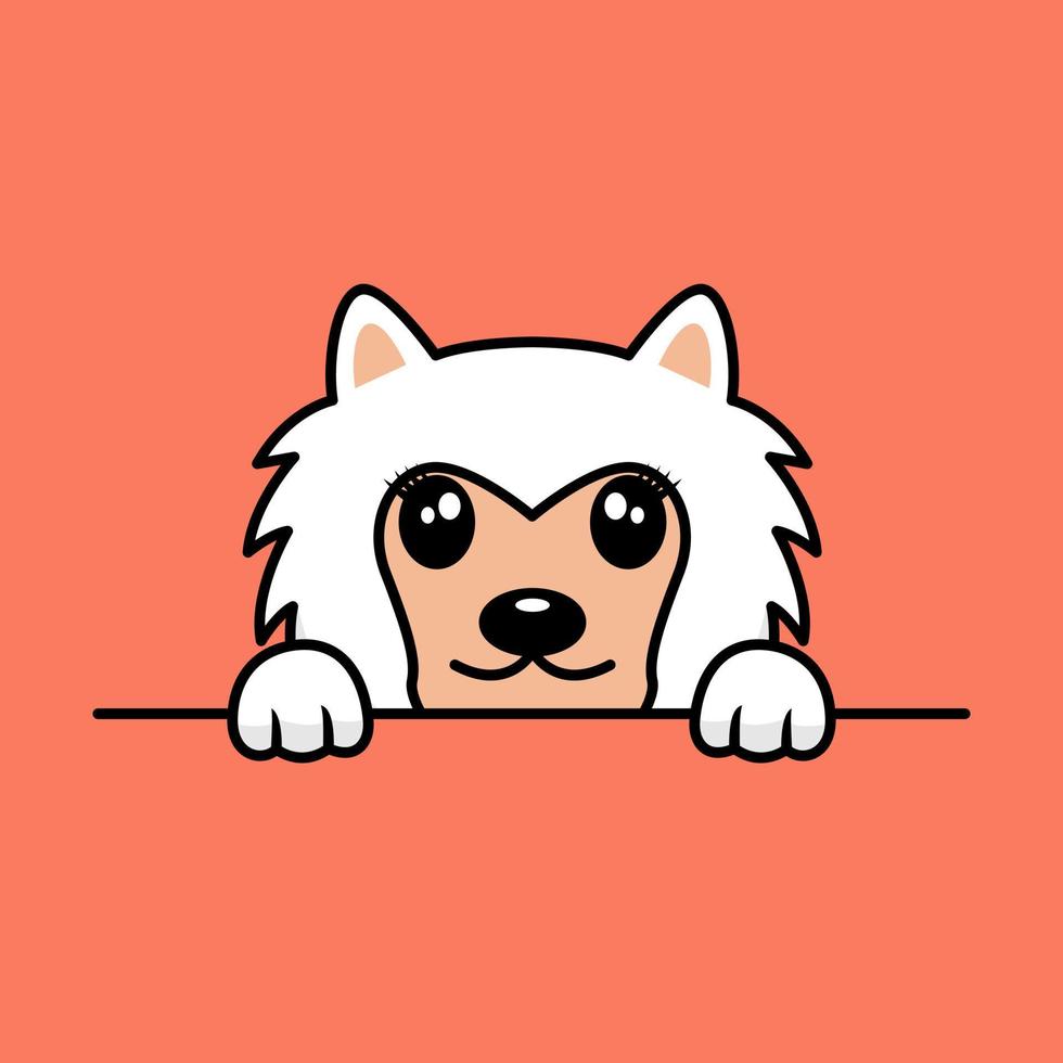 ilustración vectorial premium de lindo perro mirando a escondidas vector