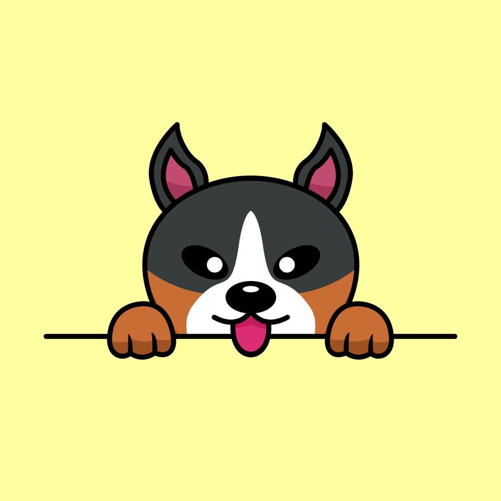 Vector premium illustration of cute dog peeking