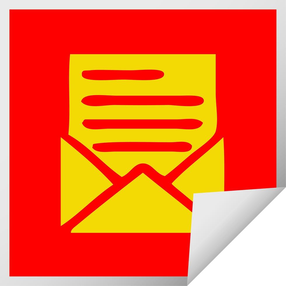square peeling sticker cartoon letter and envelope vector