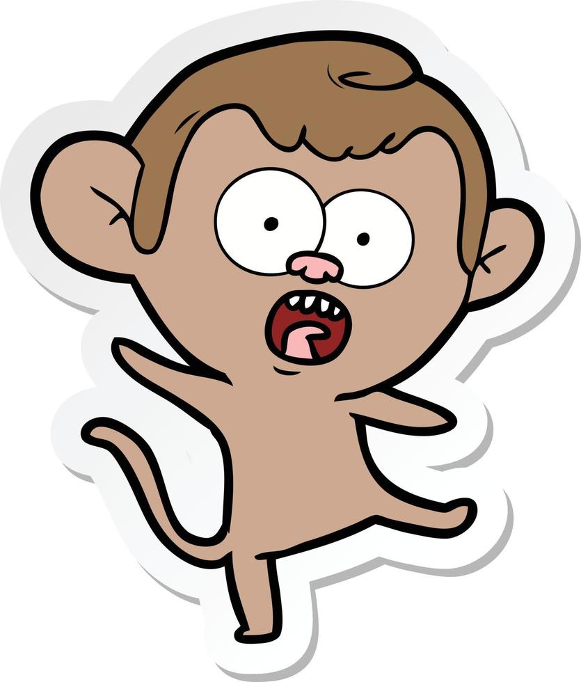 sticker of a cartoon shocked monkey vector