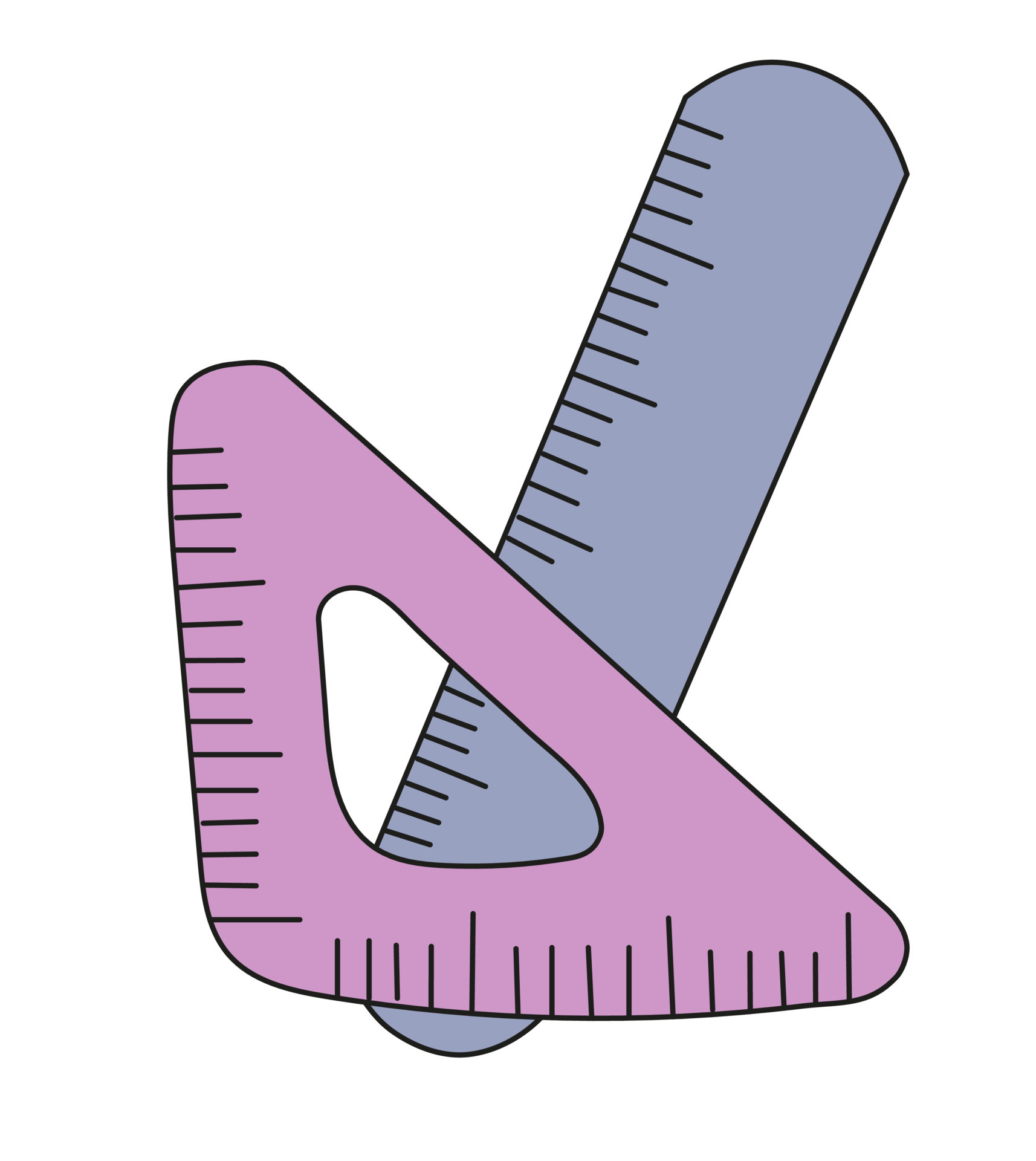Two school rulers in different color doodles illustration. School ...