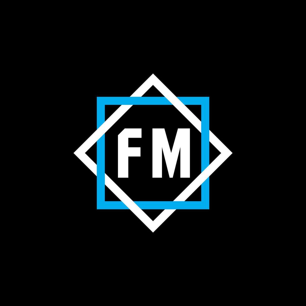 diseño de logotipo de letra fm sobre fondo negro. concepto de logotipo de letra de círculo creativo fm. diseño de letras fm. vector