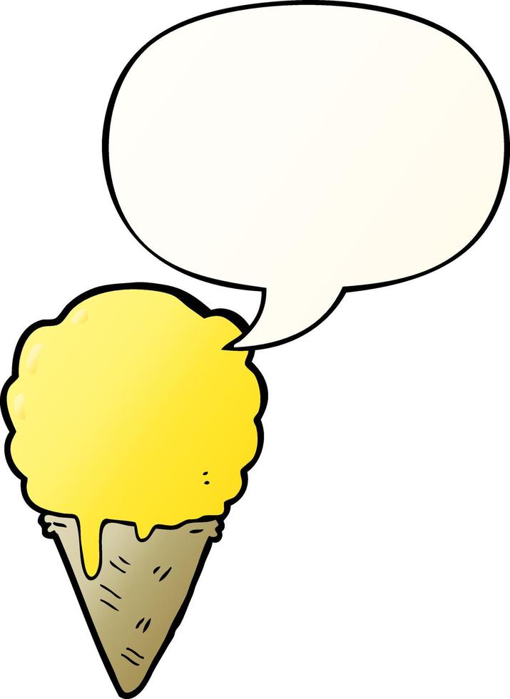 cartoon ice cream and speech bubble in smooth gradient style vector