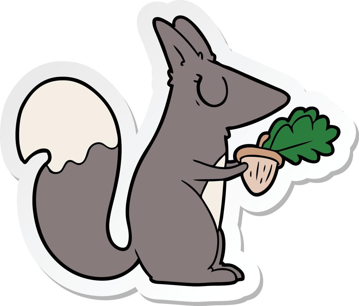 sticker of a cartoon squirrel vector