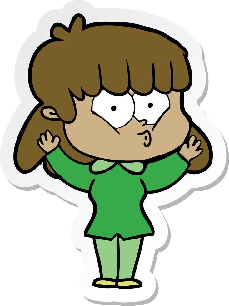 sticker of a cartoon whistling girl vector