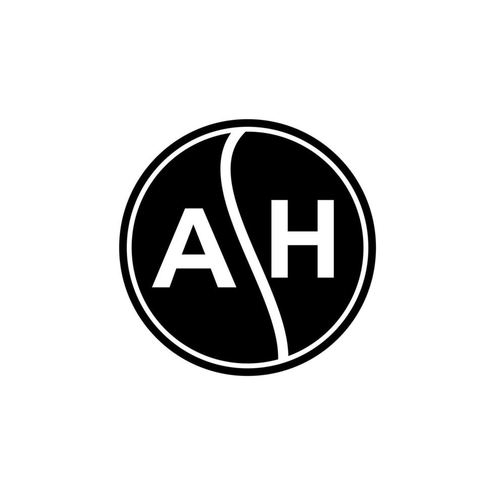 AH letter logo design on black background. AH creative circle letter logo concept. AH letter design. vector