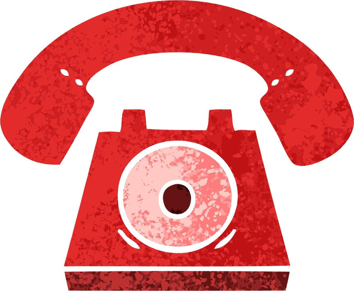 retro illustration style cartoon red telephone vector