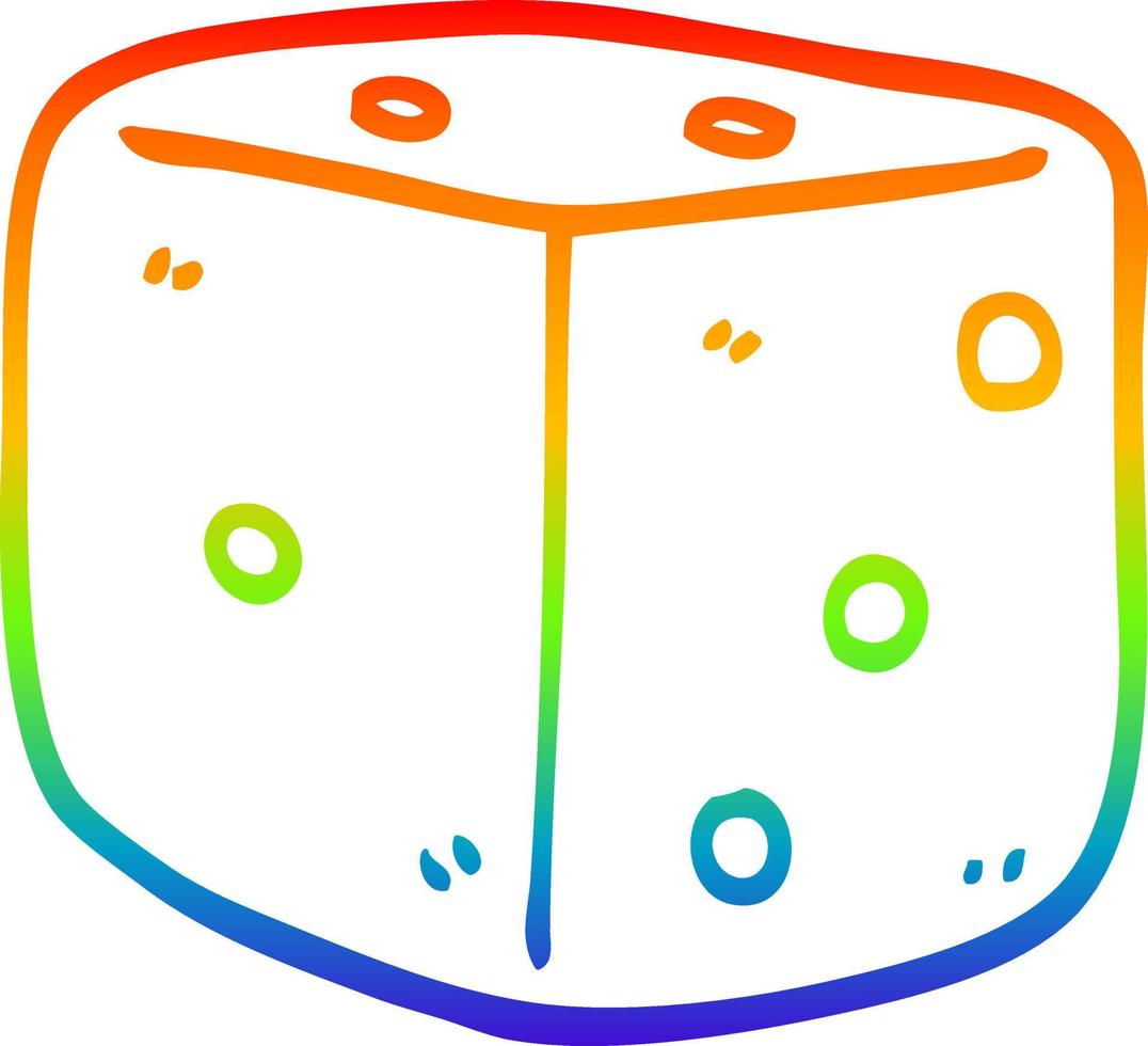 rainbow gradient line drawing cartoon red dice vector