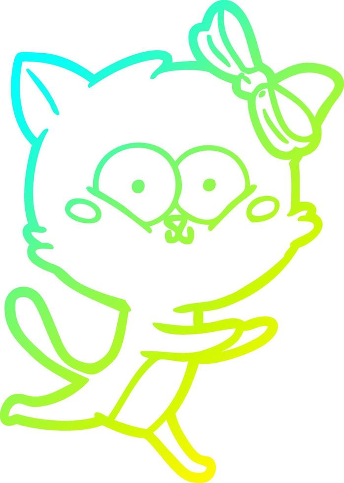 cold gradient line drawing cartoon cat vector