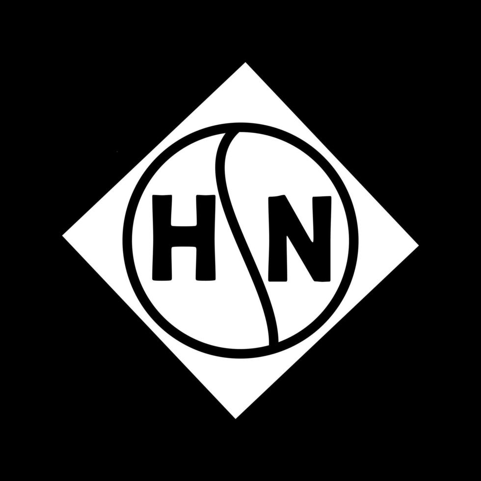 concepto de logotipo de letra de círculo creativo hn. diseño de letra hn. vector