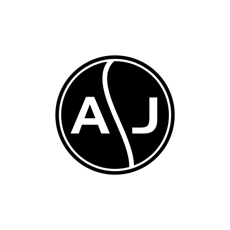 diseño del logotipo de la letra aj sobre fondo negro. concepto de logotipo de letra de círculo creativo aj. diseño de letra aj. vector