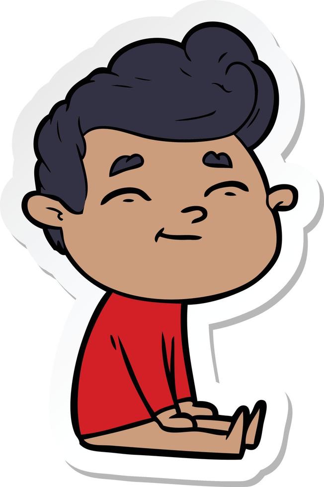 sticker of a happy cartoon man sitting vector